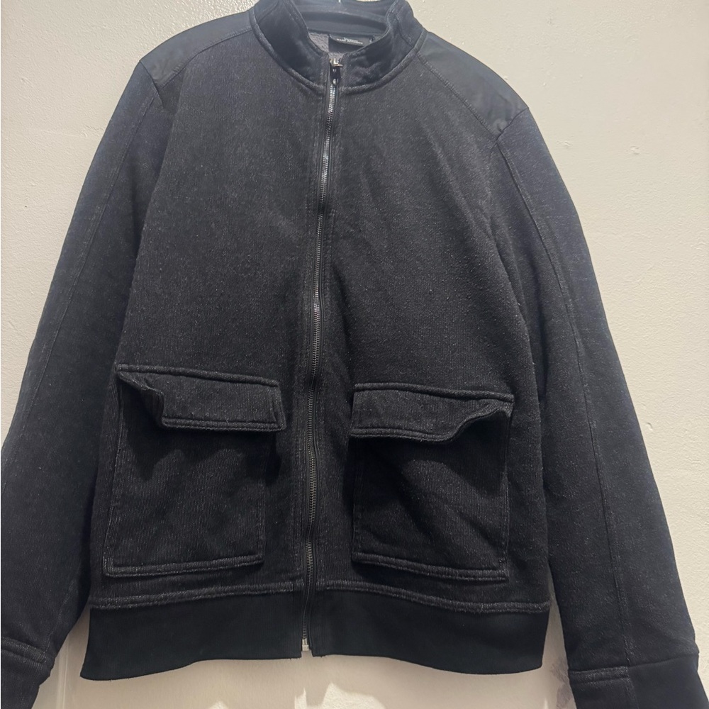 Marc Anthony Men Black Zip-Up Jacket with Pockets Size Large